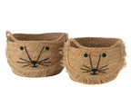J-LINE SET OF 2 BASKETS KITTY REED NATURAL/BLACK - Tuincentrum Lopik