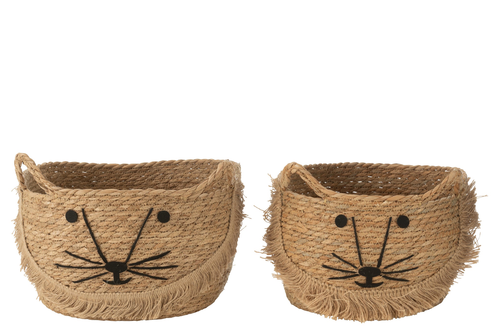 J-LINE SET OF 2 BASKETS KITTY REED NATURAL/BLACK - Tuincentrum Lopik