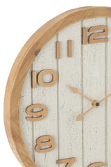 J-LINE WANDKLOK HOUT/MDF WIT/NATUREL KLEIN - Ø40 CM - Tuincentrum Lopik
