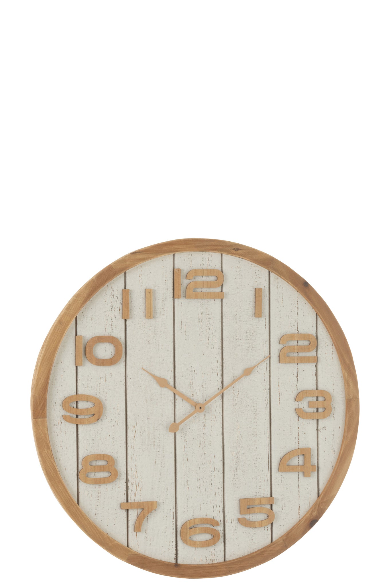 J-LINE WANDKLOK HOUT/MDF WIT/NATUREL LARGE 60 CM - Tuincentrum Lopik