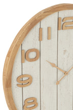 J-LINE WANDKLOK HOUT/MDF WIT/NATUREL LARGE 60 CM - Tuincentrum Lopik