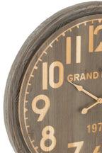 J-LINE WALL CLOCK GRAND HOTEL MDF DARK NATURAL SMALL - Tuincentrum Lopik