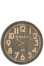 J-LINE WALL CLOCK GRAND HOTEL MDF DARK NATURAL LARGE - Tuincentrum Lopik