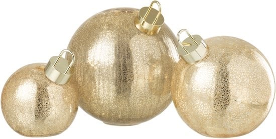 J-LINE KERSTBAL MET LED-VERLICHTING VAN GLAS GOUDKLEURIG GROOT
