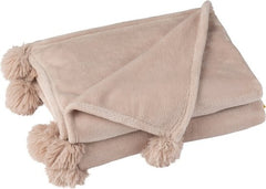 J-LINE PLAID POMPOM – POLYESTER GRAU/GREIGE