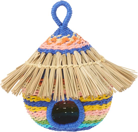 J-LINE VOGELHUISJE GESTREEPT PAPIER MULTICOLOR KLEIN - Tuincentrum Lopik