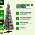 POP-UP KERSTBOOM 210 CM BESNEEUWD MET 300 WARM-WITTE LEDS
