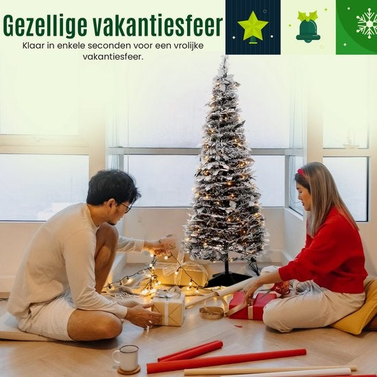 POP-UP KERSTBOOM 150 CM BESNEEUWD MET 200 LEDS