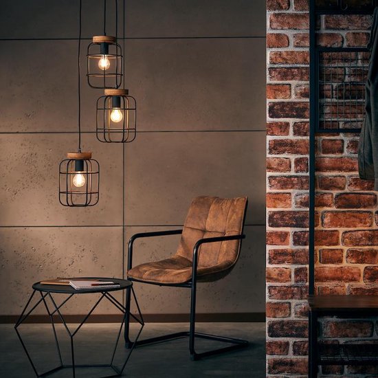 BRILLIANT GWEN HANGLAMP E27 MAX 3X40W ZWART/HOUT - Tuincentrum Lopik
