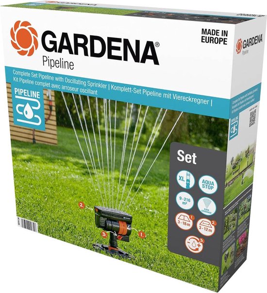 GARDENA COMPLETE PIPELINE SET MET ZWENKSPROEIER – 9 TOT 216 M² - Tuincentrum Lopik