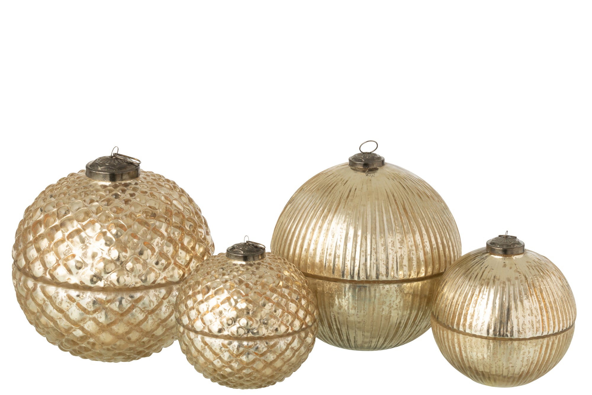 J-LINE GEURKAARS KERSTBAL GLAS GOUDKLEURIG GROOT SET VAN 2 - Tuincentrum Lopik