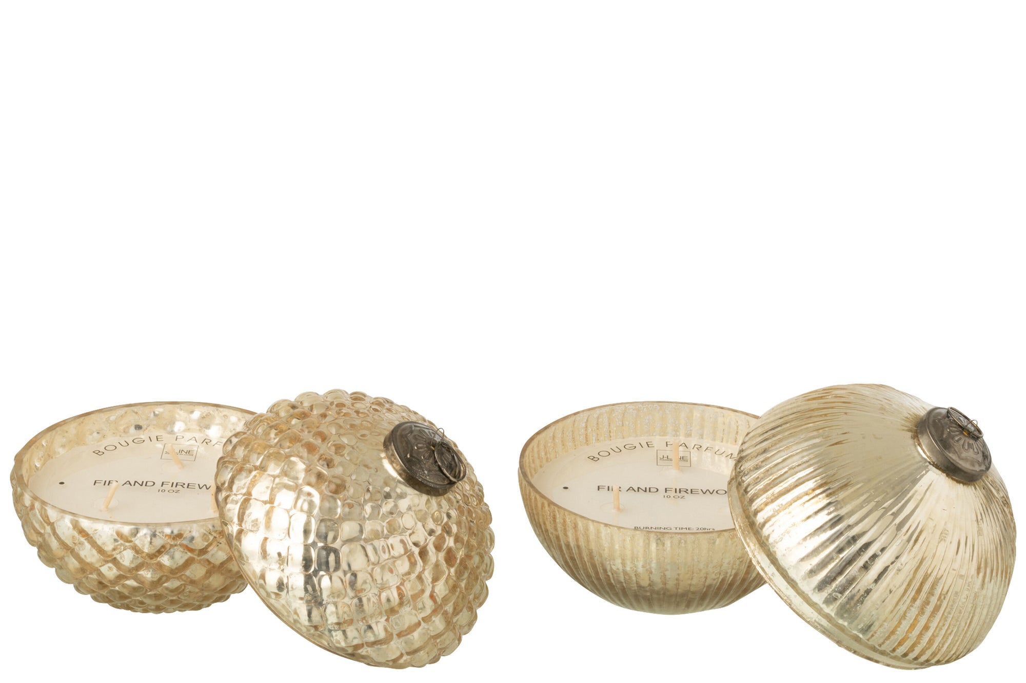 J-LINE GEURKAARS KERSTBAL GLAS GOUDKLEURIG GROOT SET VAN 2 - Tuincentrum Lopik