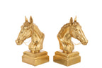 Set Of 2 Bookend On Base Horse Head Polyresin Gold Colored - Tuincentrum Lopik