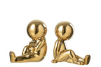 Set Of 2 Bookend Marcel Stoneware Gold Colored - Tuincentrum Lopik