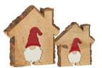 J-LINE KERSTMAN IN HUIS MANGOHOUT MULTICOLOR LARGE 26,5 CM
