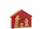 J-LINE KERSTSTAL IN HUIS MANGOHOUT ROOD/NATUREL LARGE 22 CM