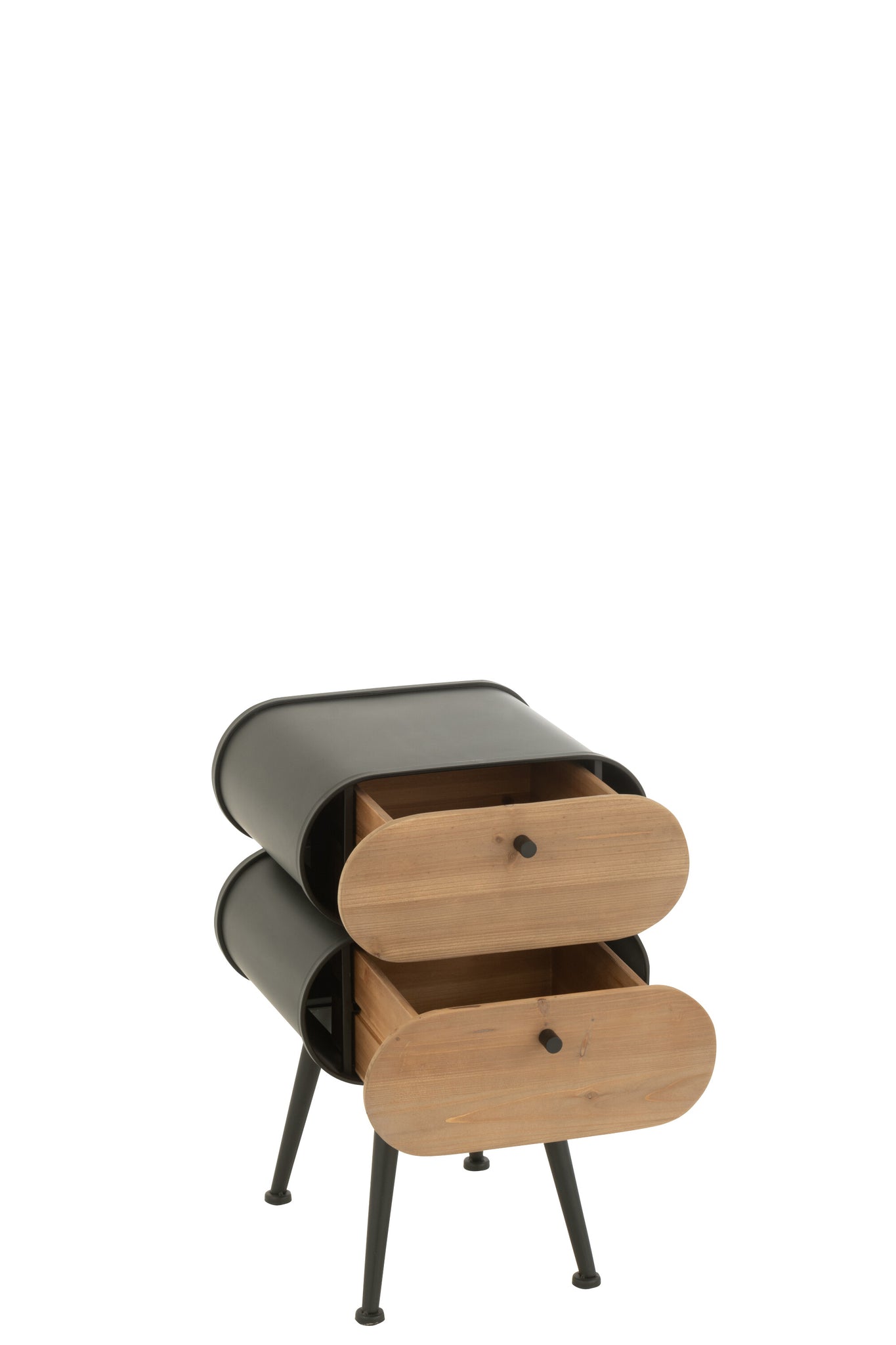 J-LINE KASTJE HOUT EN METAAL GRENENHOUT ZWART/LICHTBEIGE - Tuincentrum Lopik