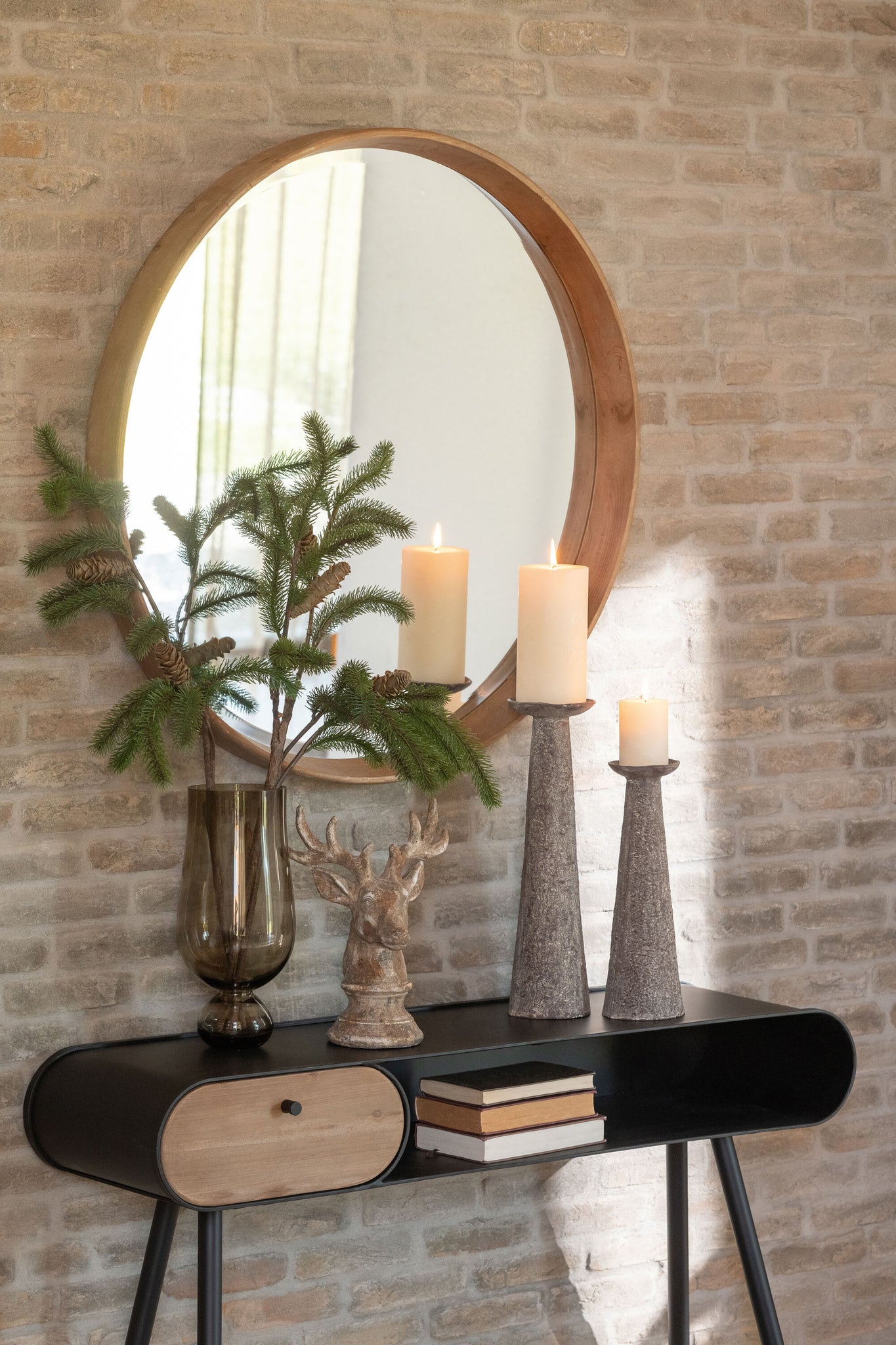 J-LINE WANDSPIEGEL L GRENENHOUT LICHTBEIGE GROOT - Tuincentrum Lopik