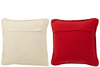 J-LINE KUSSEN HOHOHO POLYESTER KERST ROOD/WIT ASSORTIMENT VAN 2 - Tuincentrum Lopik