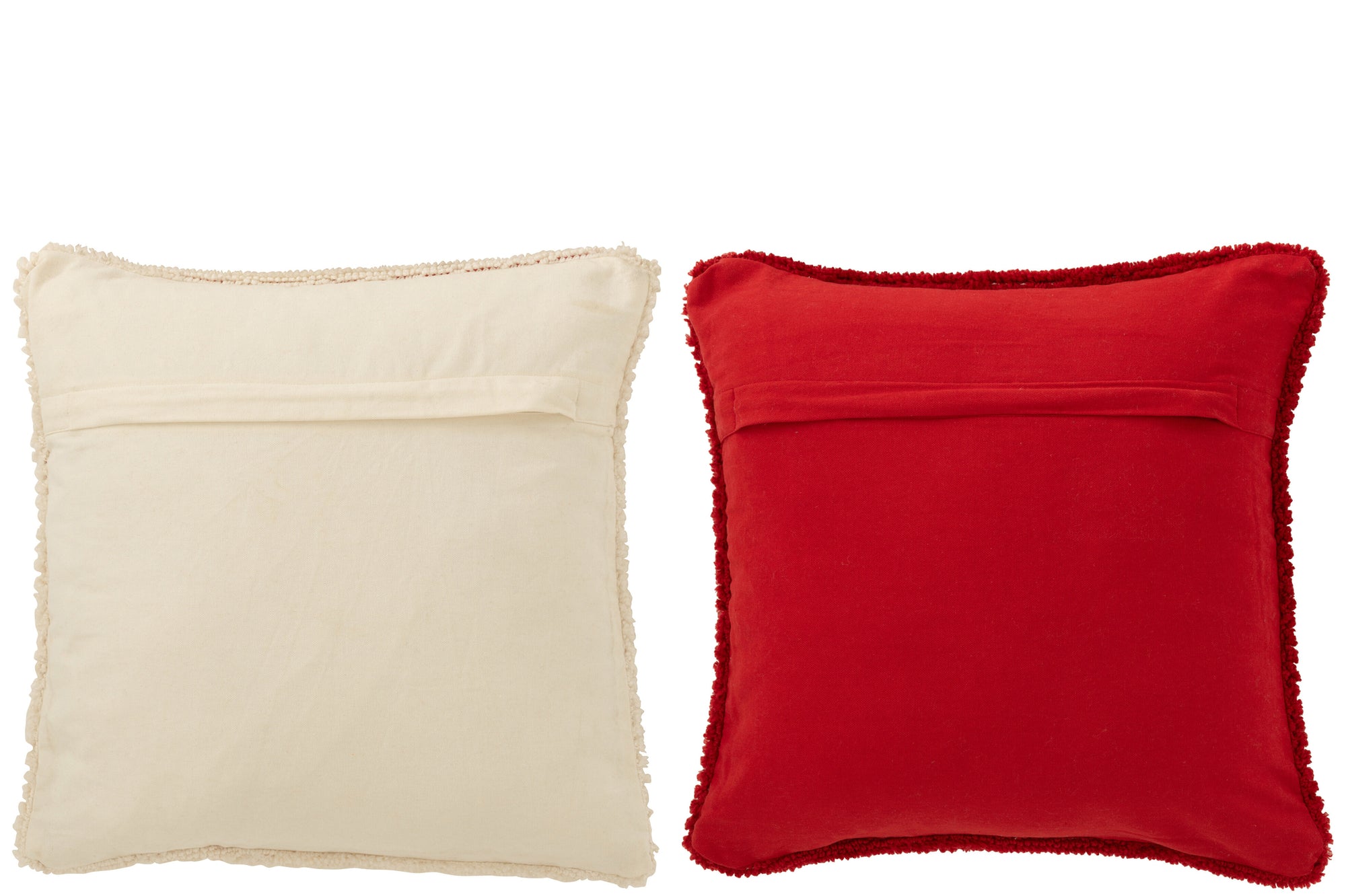 J-LINE KUSSEN HOHOHO POLYESTER KERST ROOD/WIT ASSORTIMENT VAN 2 - Tuincentrum Lopik