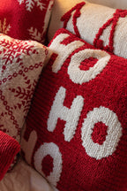 J-LINE KUSSEN HOHOHO POLYESTER KERST ROOD/WIT ASSORTIMENT VAN 2 - Tuincentrum Lopik