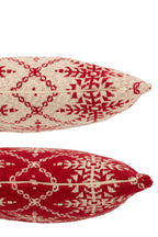 J-LINE KUSSEN SNEEUWVLOKKEN KATOEN KERST ROOD/WIT (ASSORTIMENT VAN 2) - Tuincentrum Lopik