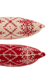 J-LINE KUSSEN SNEEUWVLOKKEN KATOEN KERST ROOD/WIT (ASSORTIMENT VAN 2) - Tuincentrum Lopik