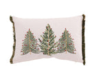 J-LINE KUSSEN KERSTBOMEN KATOEN WIT/DONKERGROEN - Tuincentrum Lopik