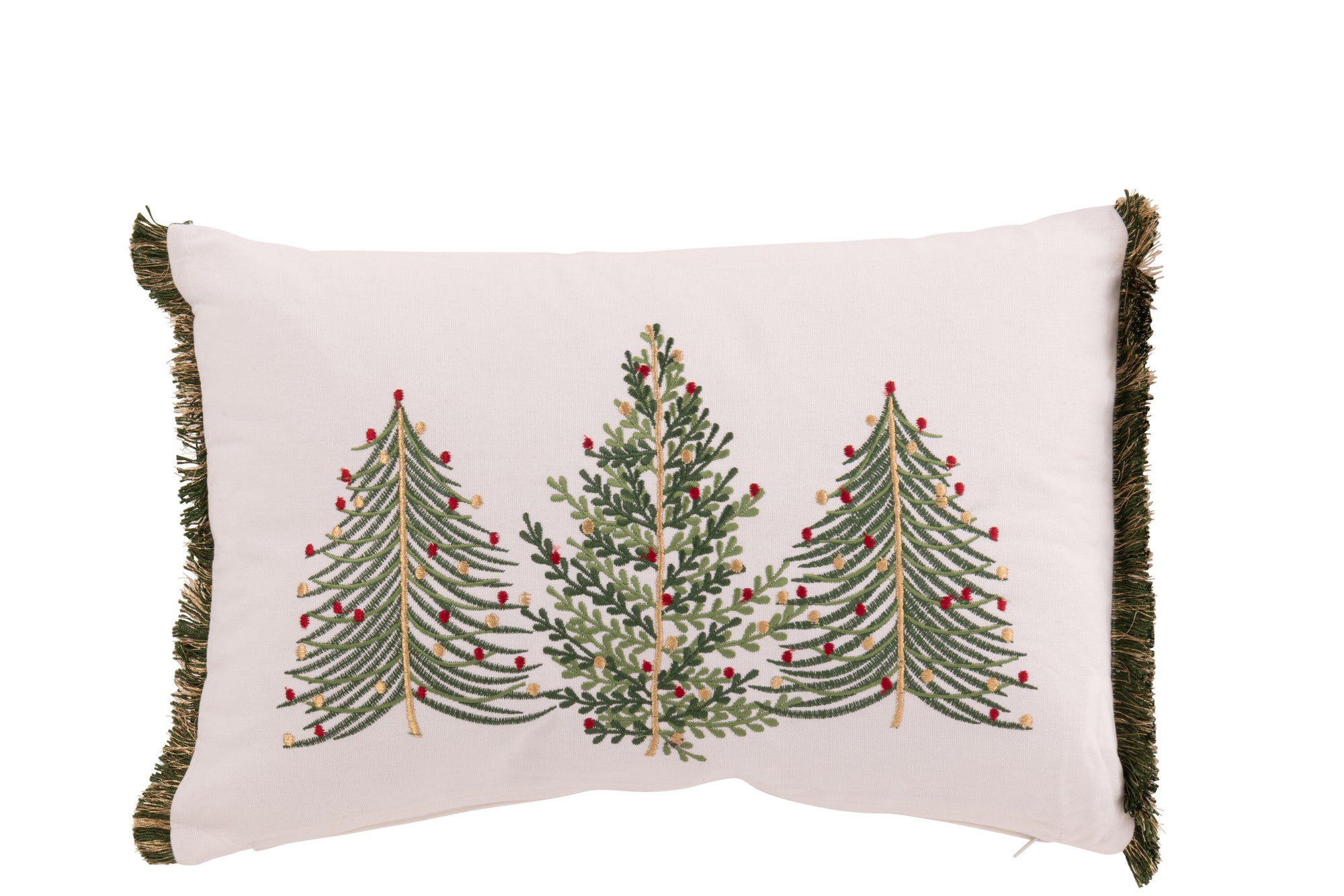J-LINE KUSSEN KERSTBOMEN KATOEN WIT/DONKERGROEN - Tuincentrum Lopik