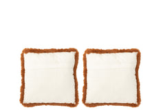 Kussen Vos Polyester Bruin/Cognac Klein Assortiment Van 2 - Tuincentrum Lopik