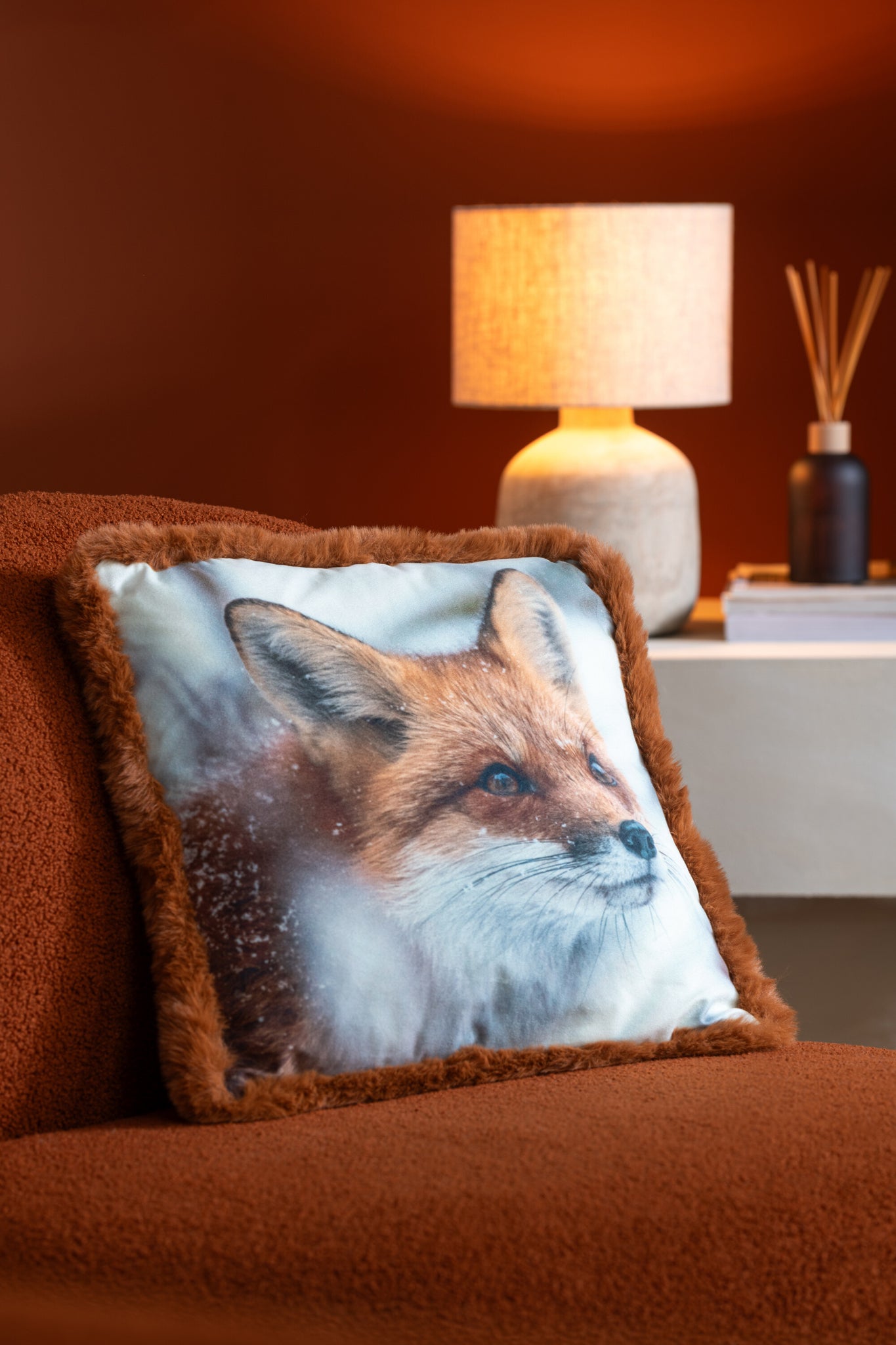 Kussen Vos Polyester Bruin/Cognac Groot Assortiment Van 2 - Tuincentrum Lopik