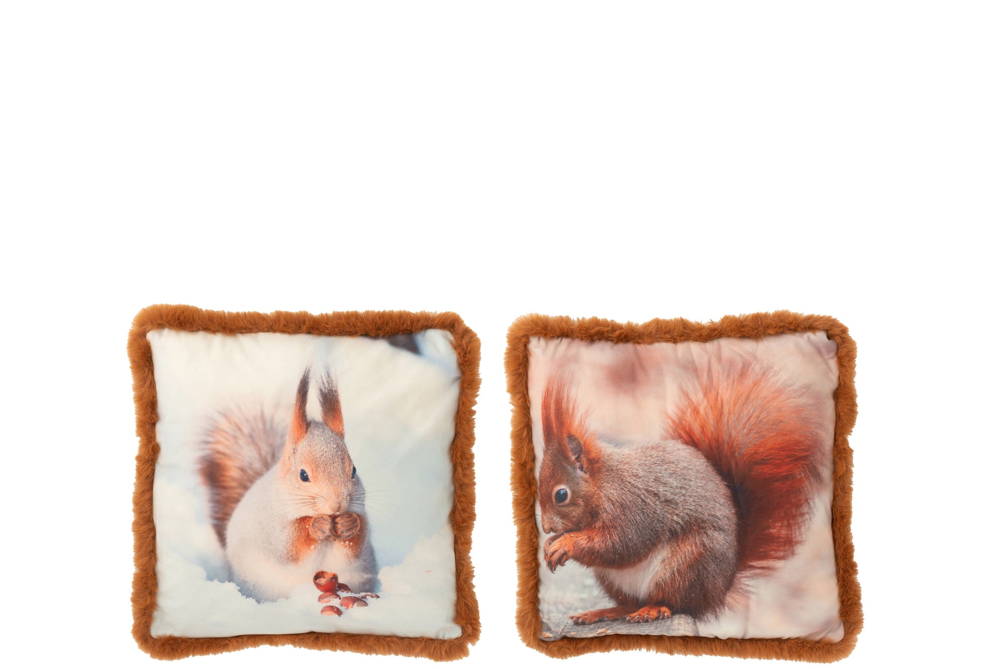 Kussen Eekhoorn Polyester Bruin/Roomwit Klein Assortiment Van 2 - Tuincentrum Lopik