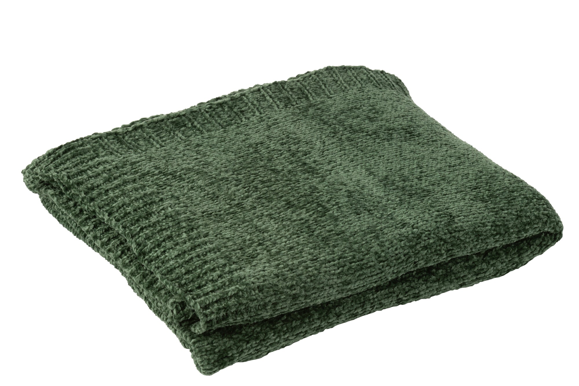 J-LINE DEKEN CHENILLE POLYESTER DONKERGROEN