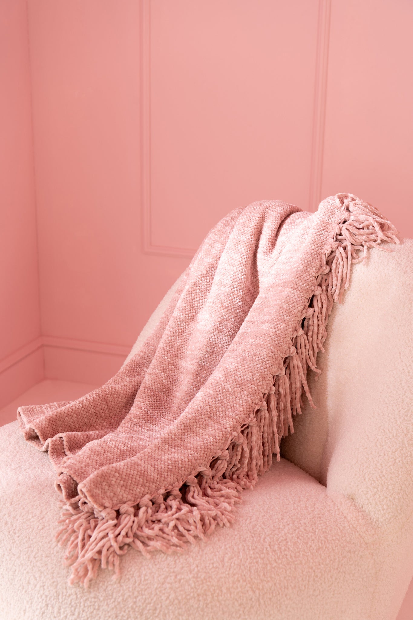 J-LINE DEKEN CHENILLE POLYESTER LICHTROZE - Tuincentrum Lopik