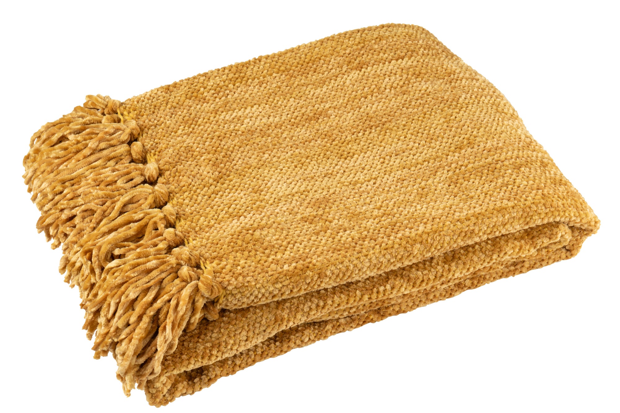 J-LINE DEKEN CHENILLE POLYESTER OKERGEEL - Tuincentrum Lopik