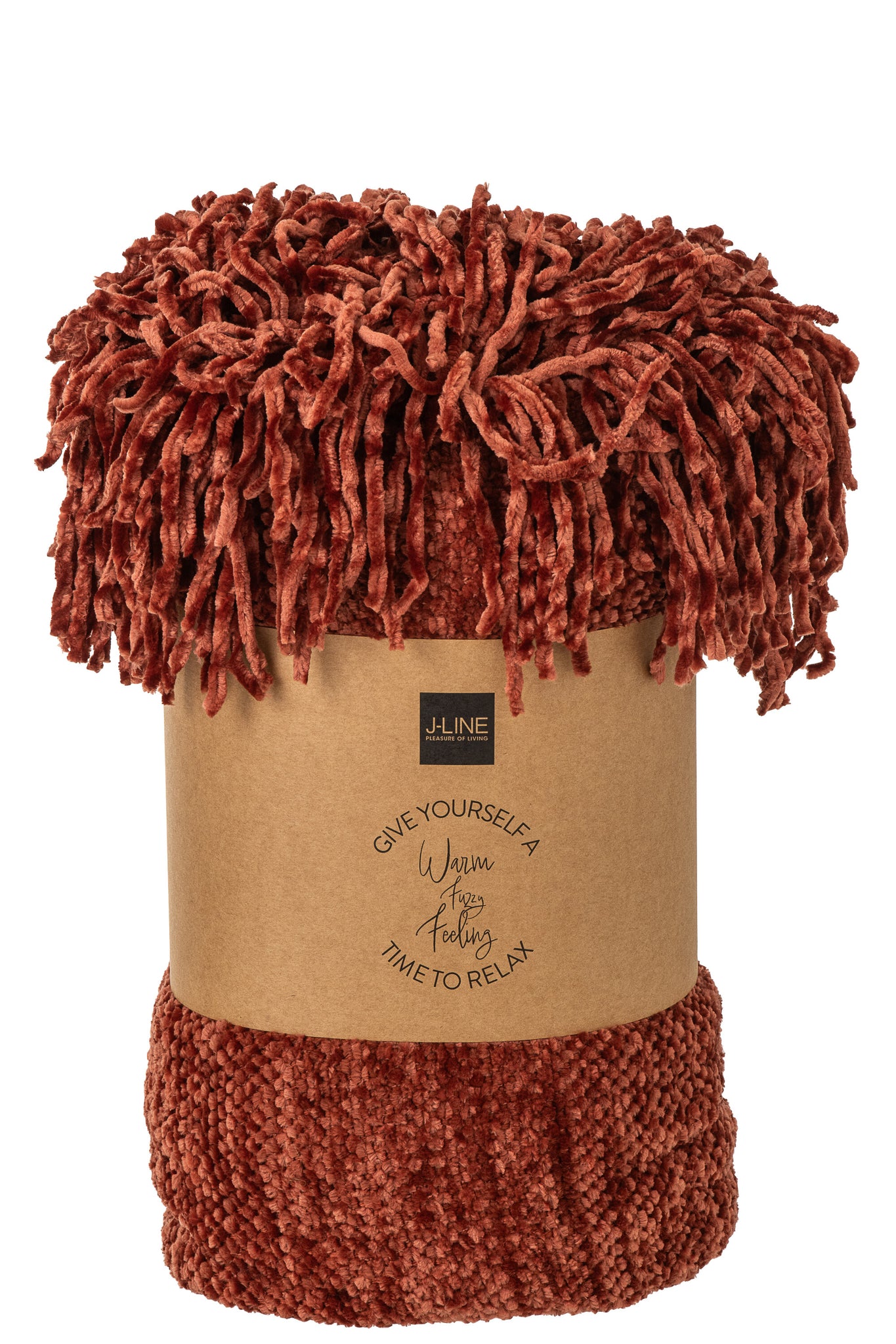J-LINE DECKE CHENILLE POLYESTER ROSTBRAUN