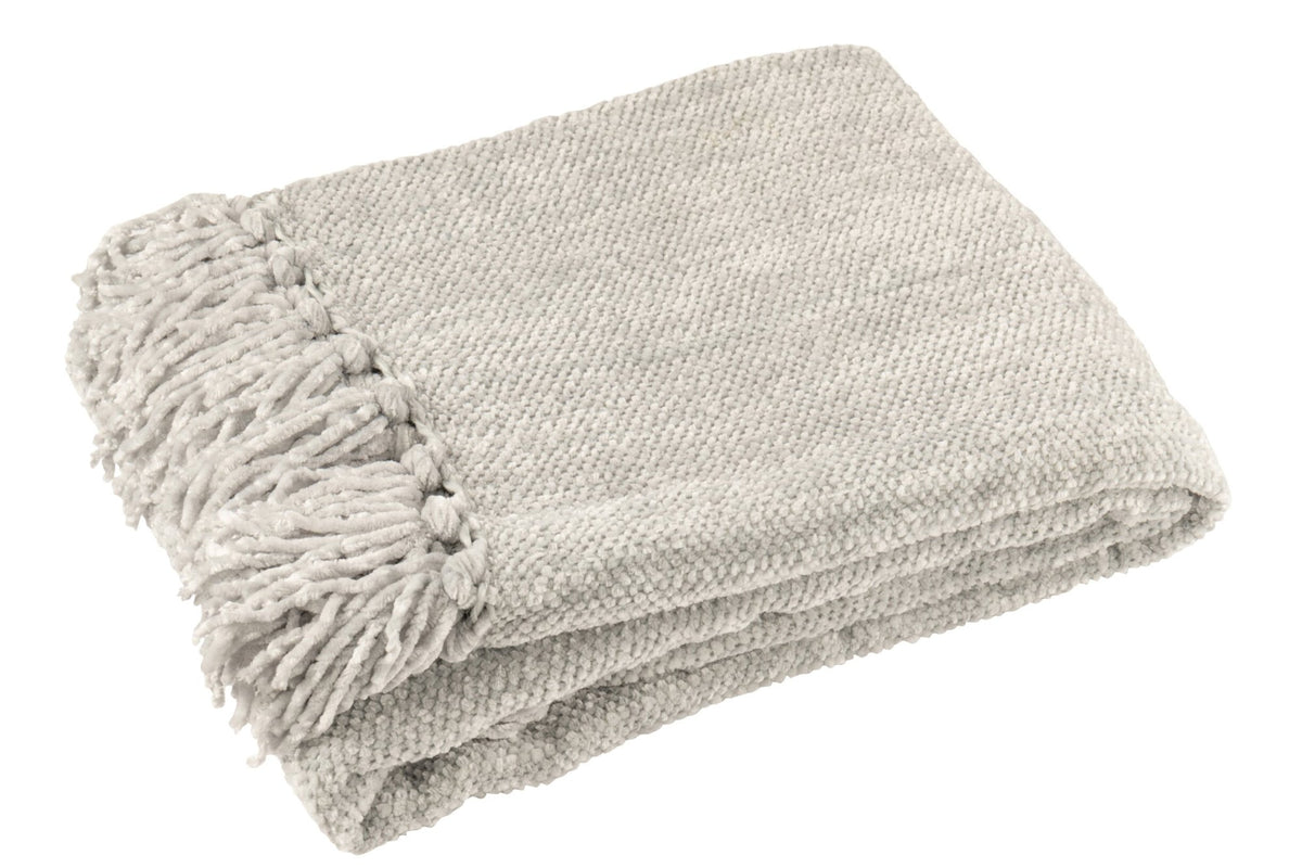 J-LINE DECKE CHENILLE POLYESTER GRAU