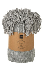J-LINE DEKEN CHENILLE POLYESTER GRIJS-GROEN - Tuincentrum Lopik