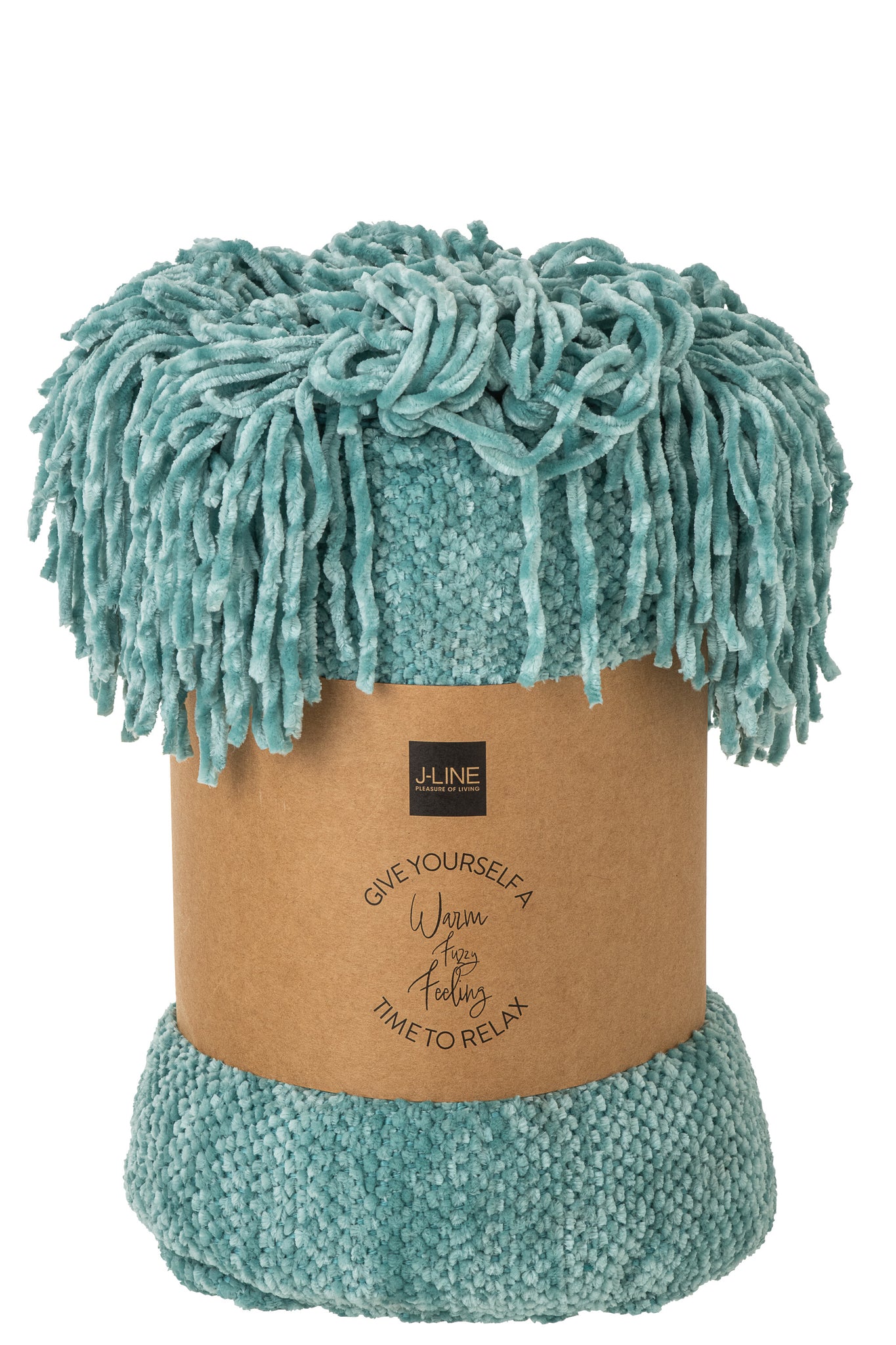 J-LINE DEKEN CHENILLE POLYESTER TURQUOISE - Tuincentrum Lopik