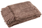 J-LINE DEKENTJE CHENILLE POLYESTER DONKERBRUIN - Tuincentrum Lopik