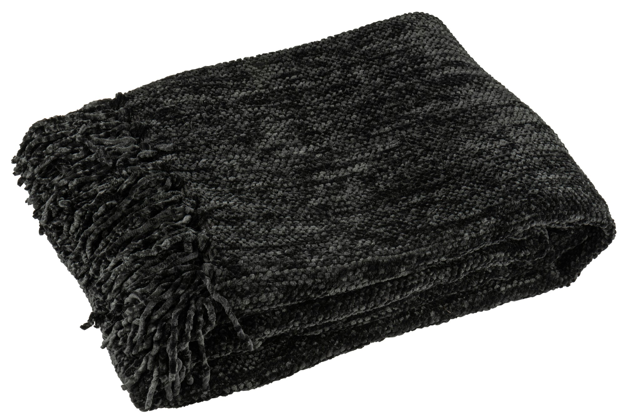 J-LINE DEKEN CHENILLE POLYESTER ZWART - Tuincentrum Lopik