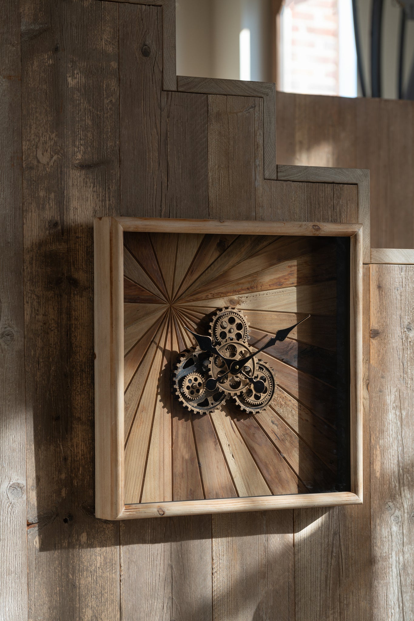 J-LINE WANDKLOK VIERKANT MDF NATUREL SMALL - Tuincentrum Lopik