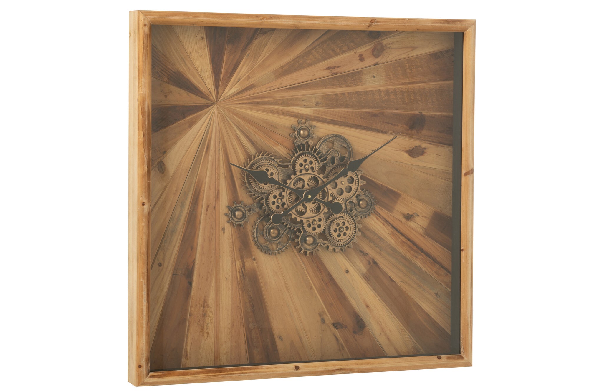 J-LINE WANDKLOK VIERKANT MDF NATUREL LARGE - Tuincentrum Lopik