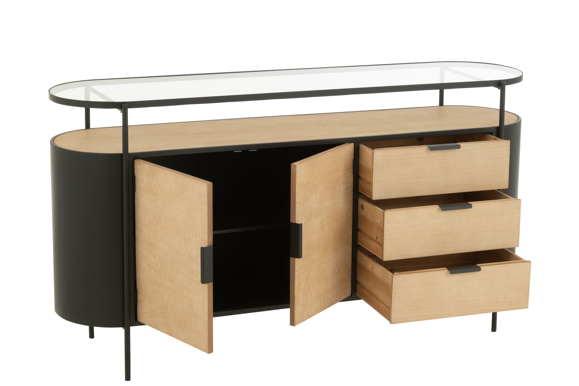 J-LINE DRESSOIR OVY IJZER NATUREL/ZWART - Tuincentrum Lopik