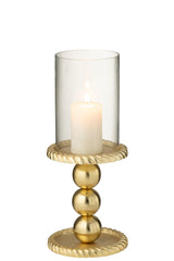 J-LINE KAARSENHOUDER ALUMINIUM GOUD KLEIN 13X13X28CM - Tuincentrum Lopik