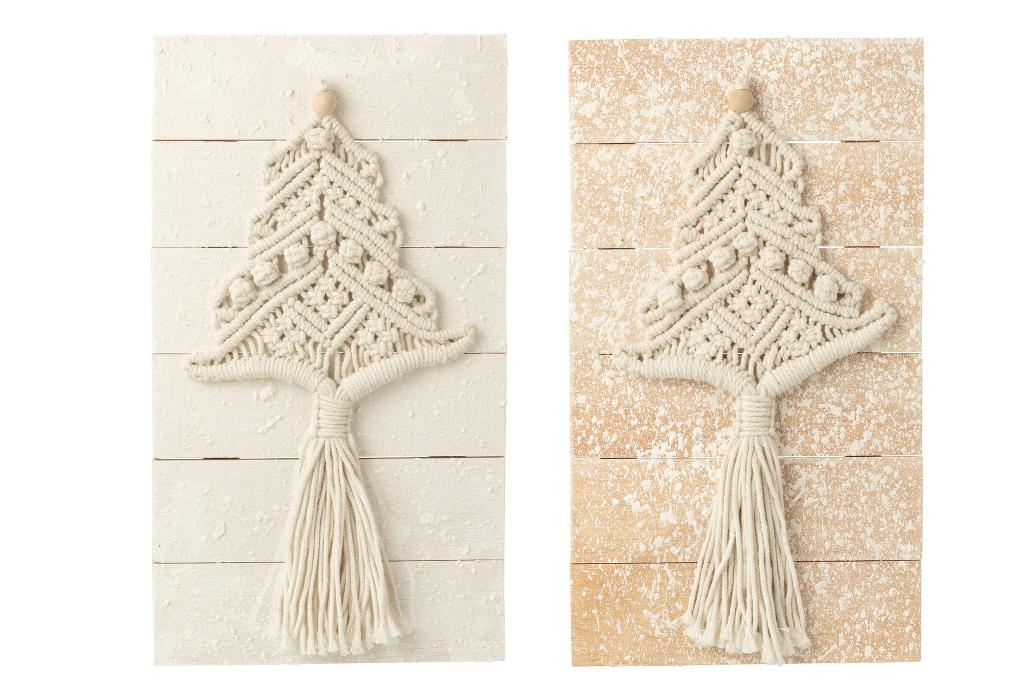 J-LINE WANDDECORATIE KERSTBOOM KATOEN NATUREL/WIT - SET VAN 2 - H54,5 CM - Tuincentrum Lopik