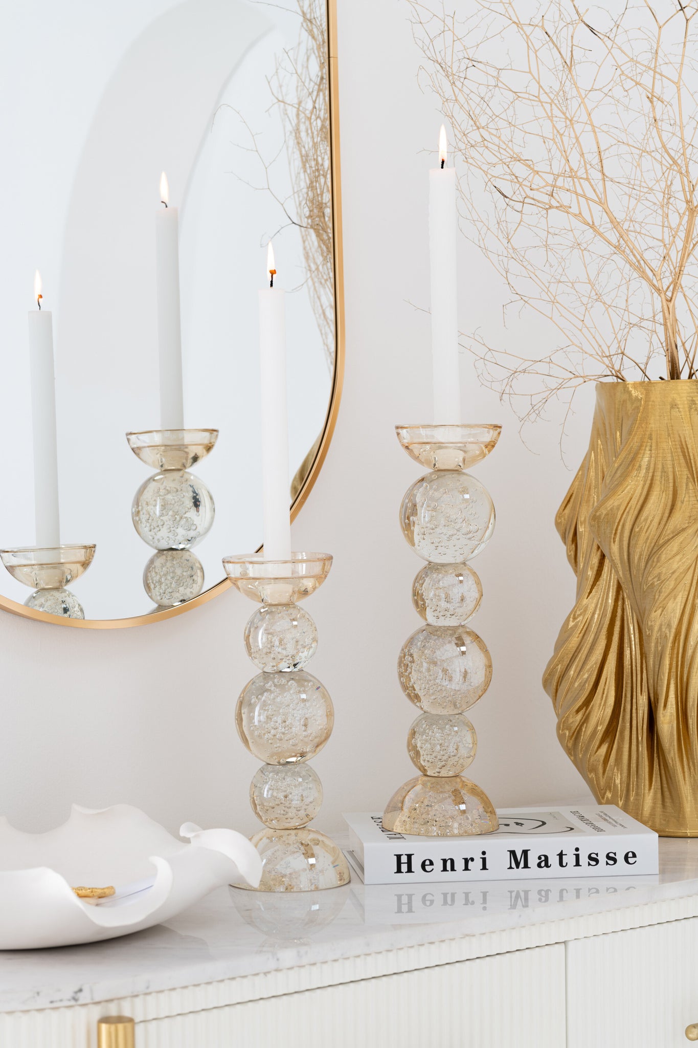 J-LINE CANDLE HOLDER GLASS CHAMPAGNE LARGE - Tuincentrum Lopik