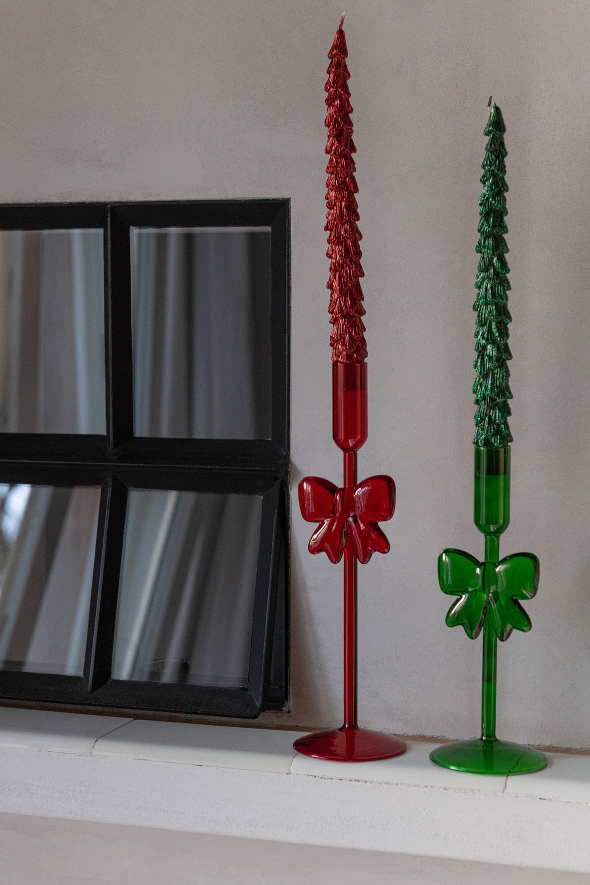 Set Of 2 Candle Holder Glass Dark Green - Tuincentrum Lopik