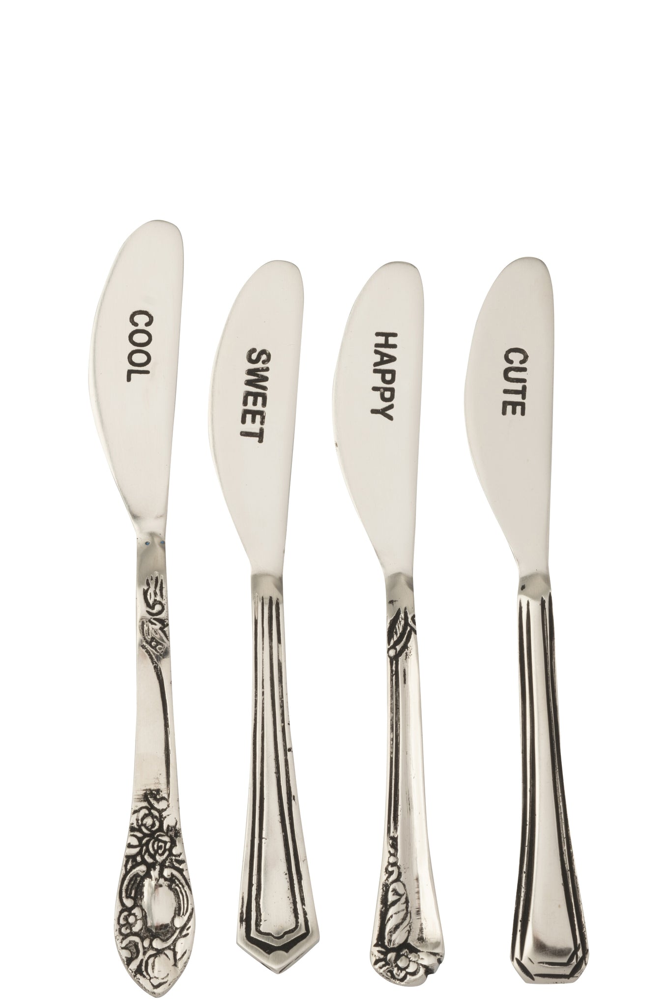 J-LINE SET 4 SMEERMESSEN MESSING ZILVERKLEURIG MODEL II - Tuincentrum Lopik