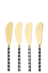 J-LINE SET 4 SMEERMESSEN PIED-DE-POULE ROESTVRIJ STAAL GOUDKLEURIG - Tuincentrum Lopik